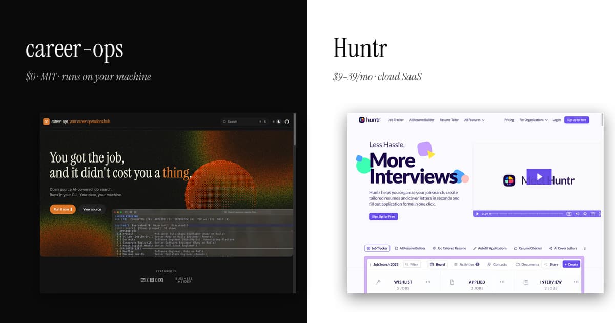 career-ops vs Huntr