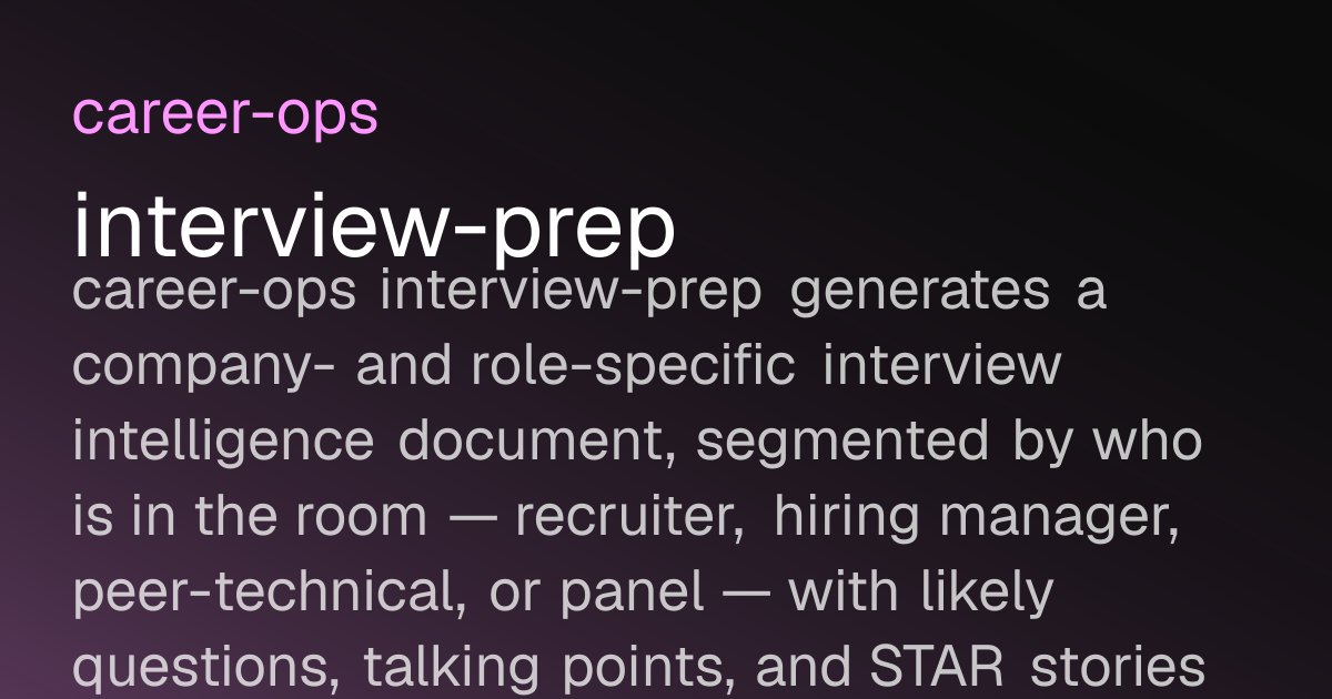 career-ops interview-prep — company-specific, round-by-round interview ...
